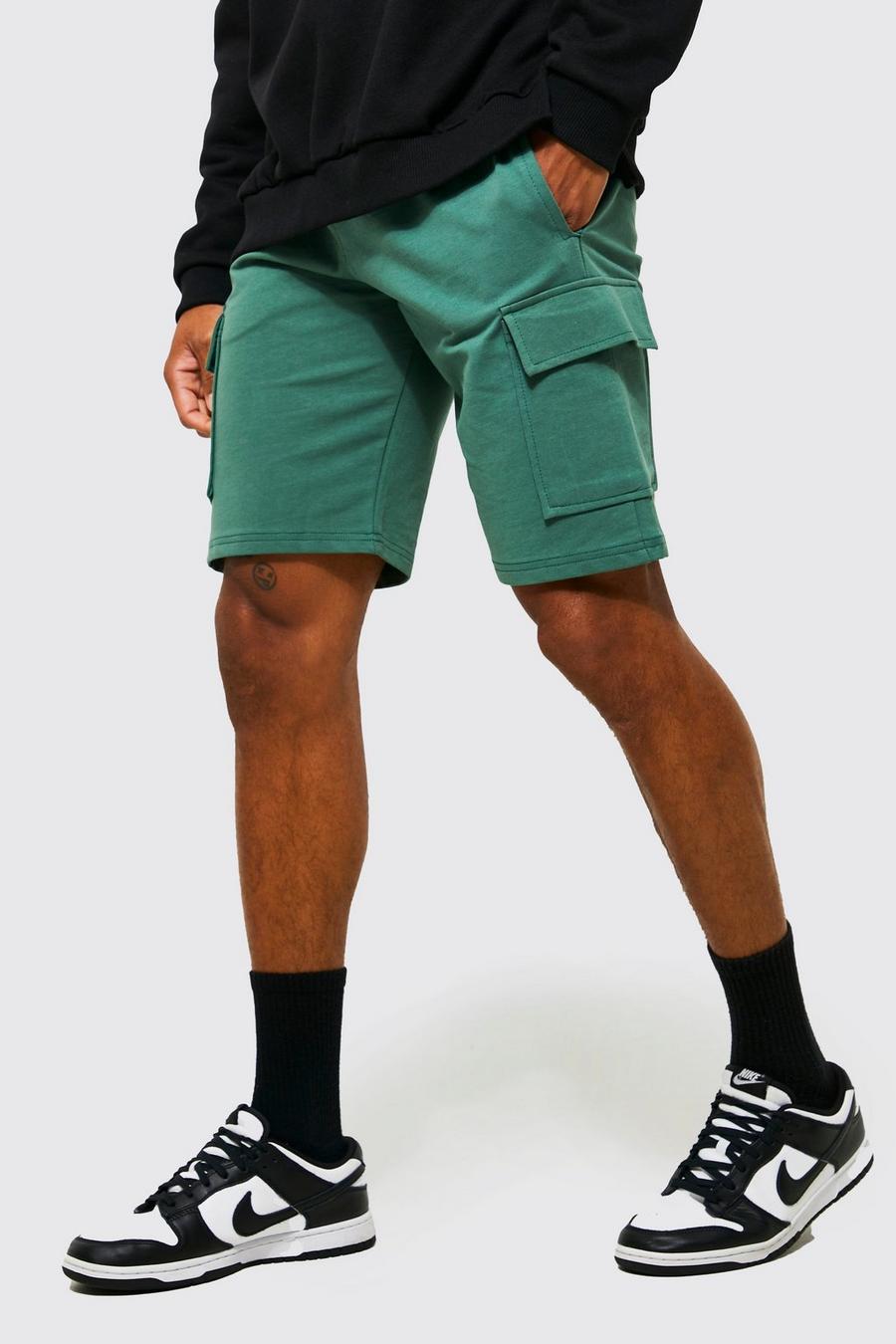 Green Basic Jersey Cargo Shorts image number 1