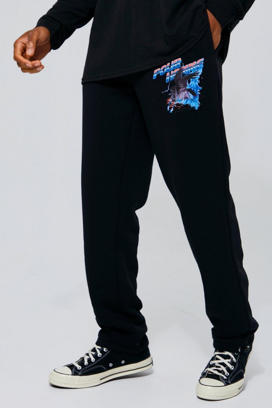 Charcoal Regular Fit Graphic Joggers image number 1