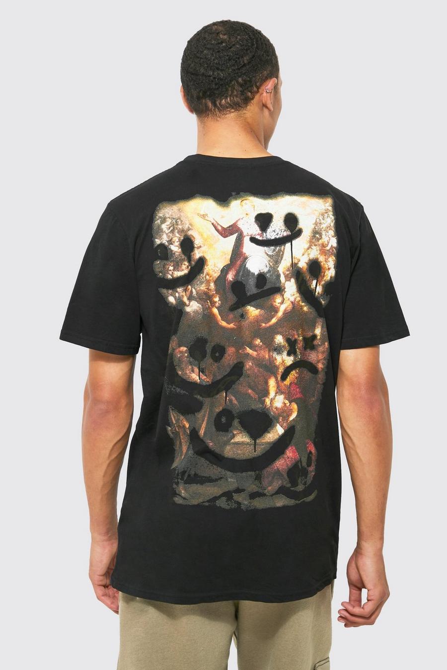 Tall - T-shirt long à imprimé Renaissance, Black image number 1