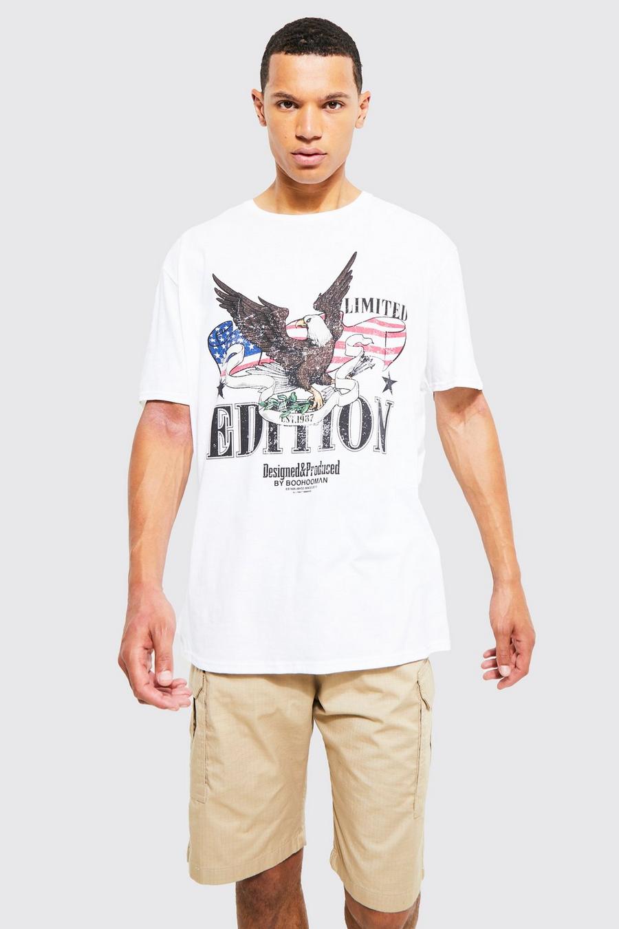 Camiseta Tall con estampado gráfico Limited Edition de águila, White blanco