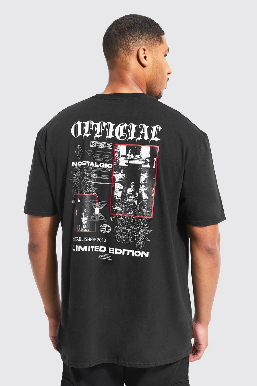 Camiseta Tall con estampado de texto en letras góticas en la espalda, Black negro image number 1
