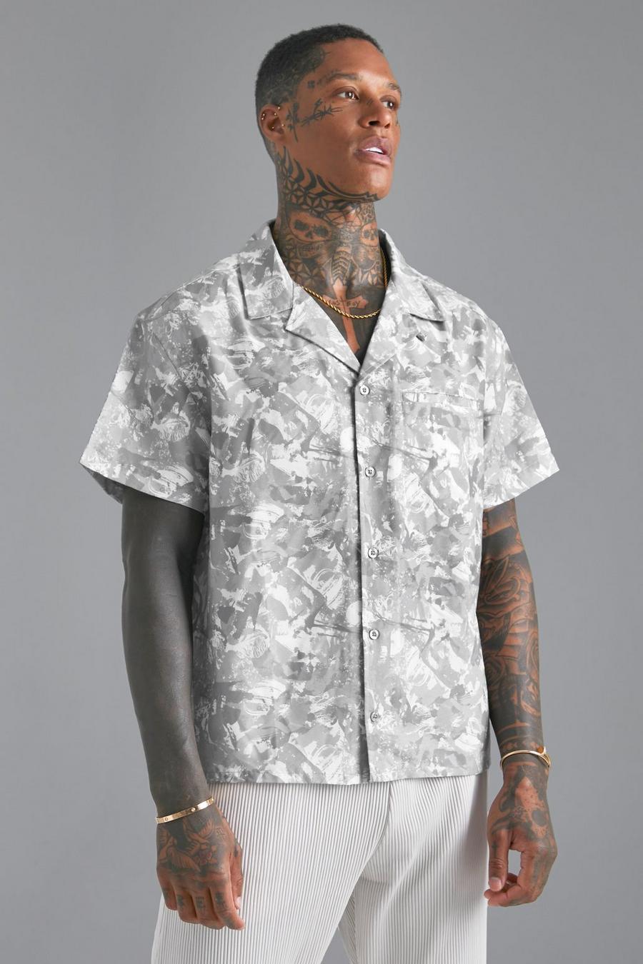 White Boxy Floral Shirt image number 1