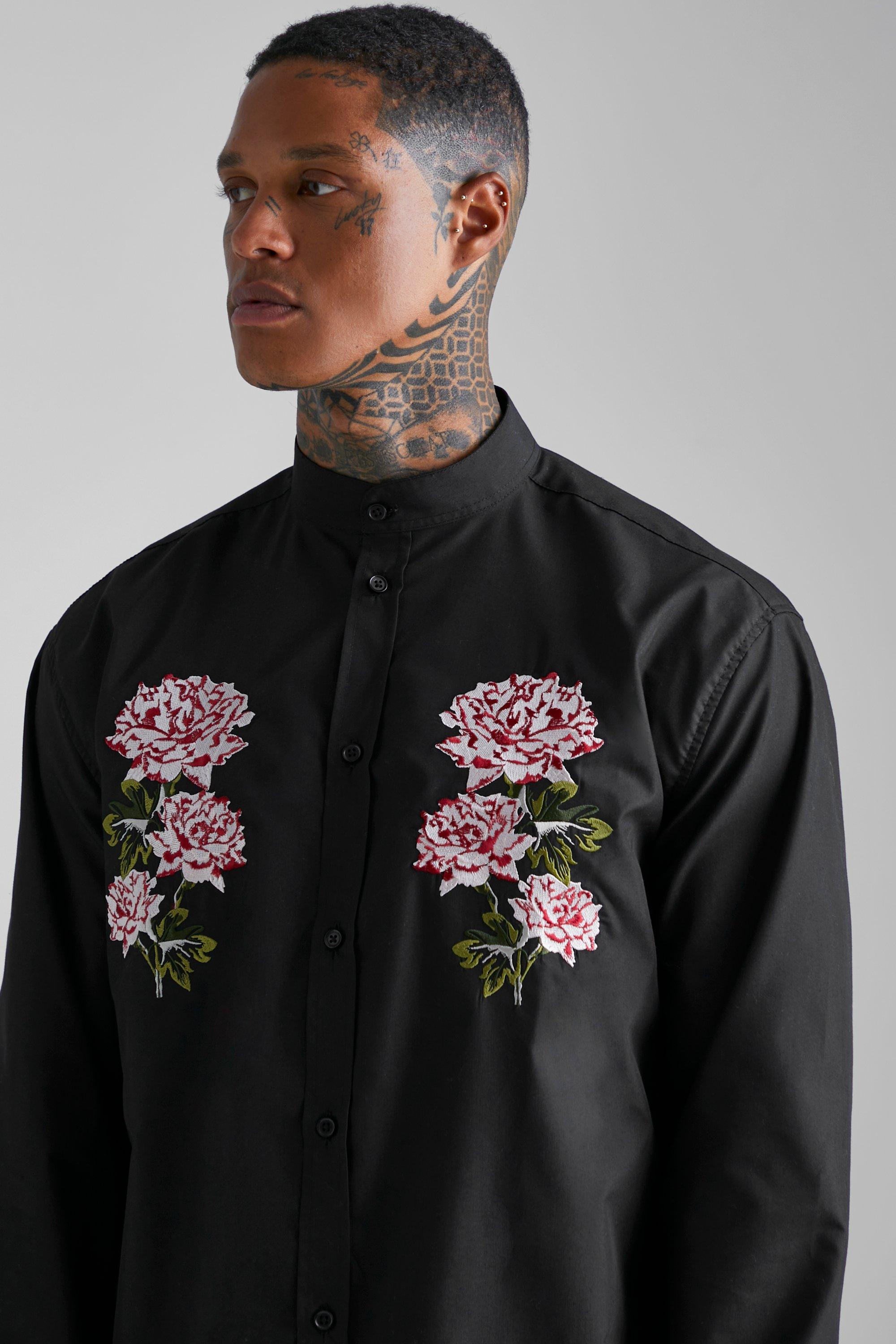 Mens shop embroidered shirt