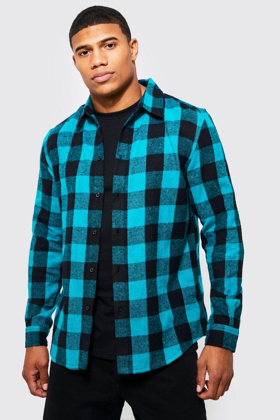 Khaki Long Sleeve Regular Fit Check Shirt image number 1