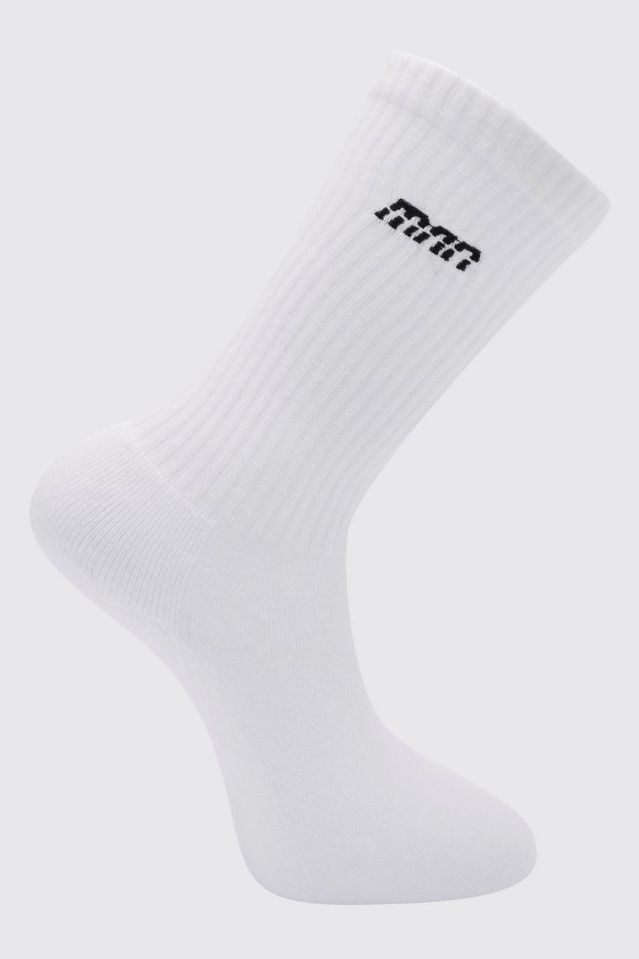 White 1 Pack Embroidered Man Dash Sock