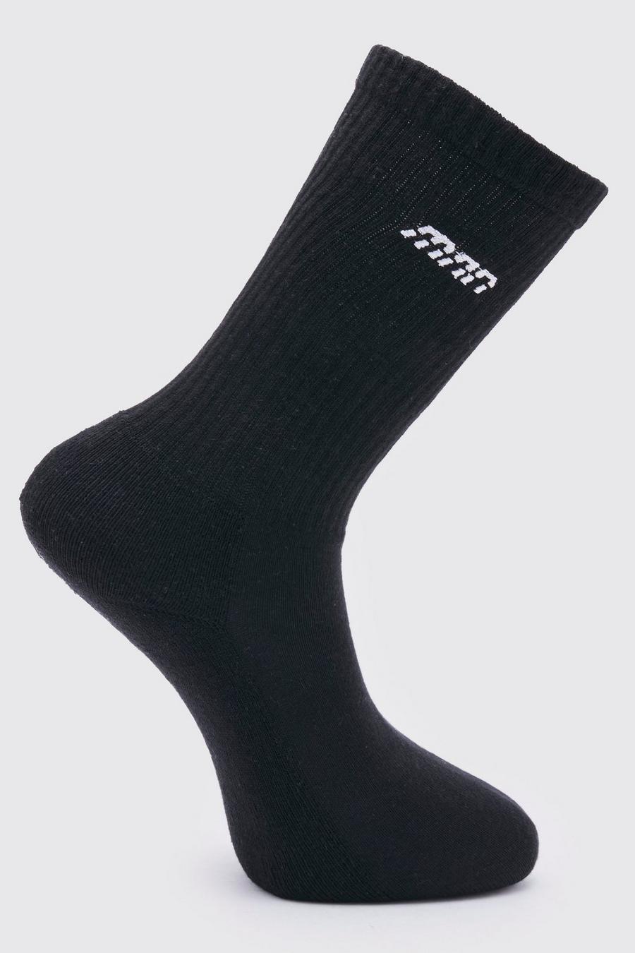 שחור זוג גרביים עם רקמת Man בכיתוב חצוי image number 1