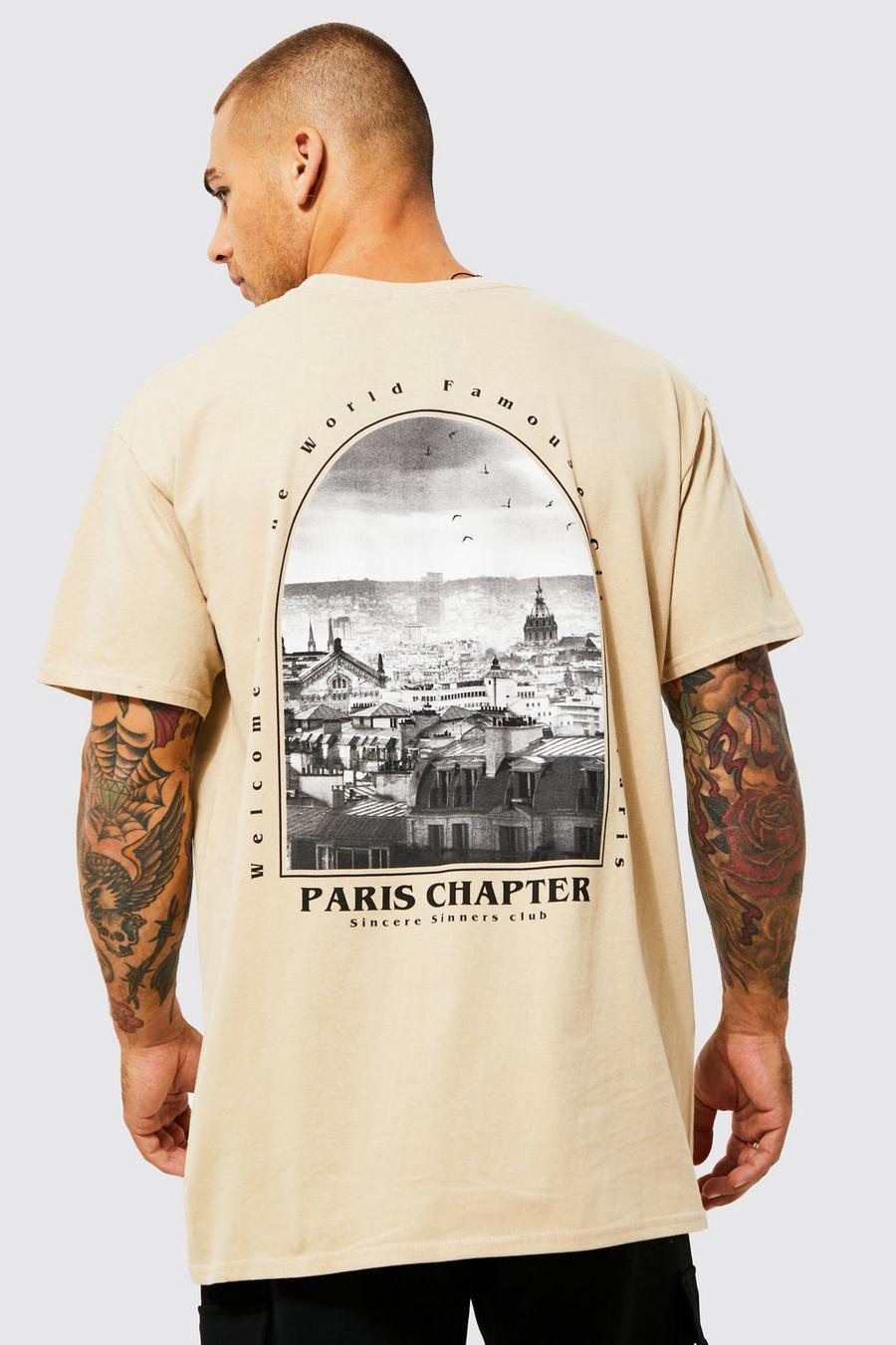 Sand Oversized Paris T-Shirt Met Foto image number 1