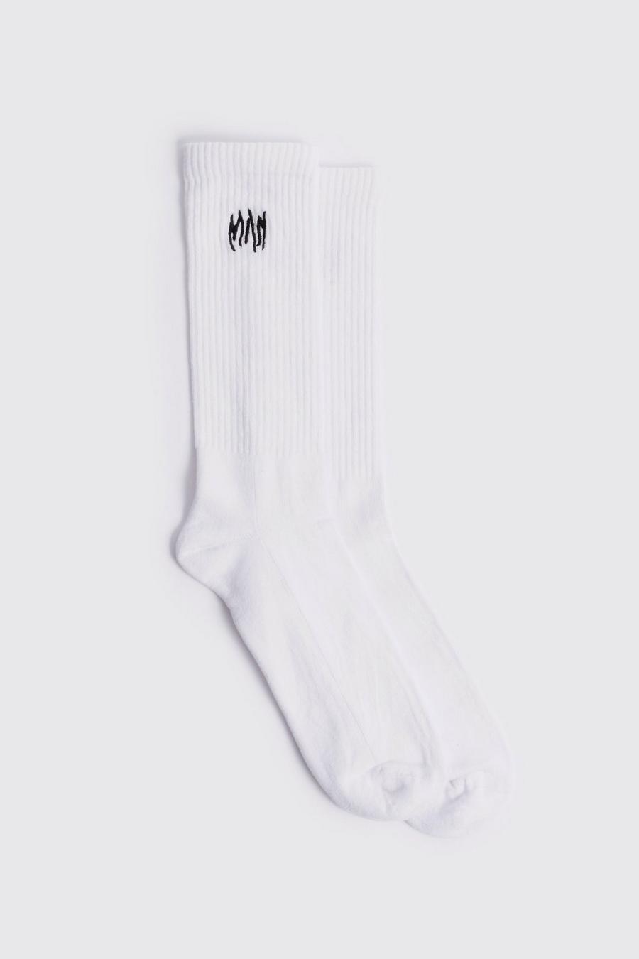 White 1 Pack Embroidered Man Gothic Sock image number 1