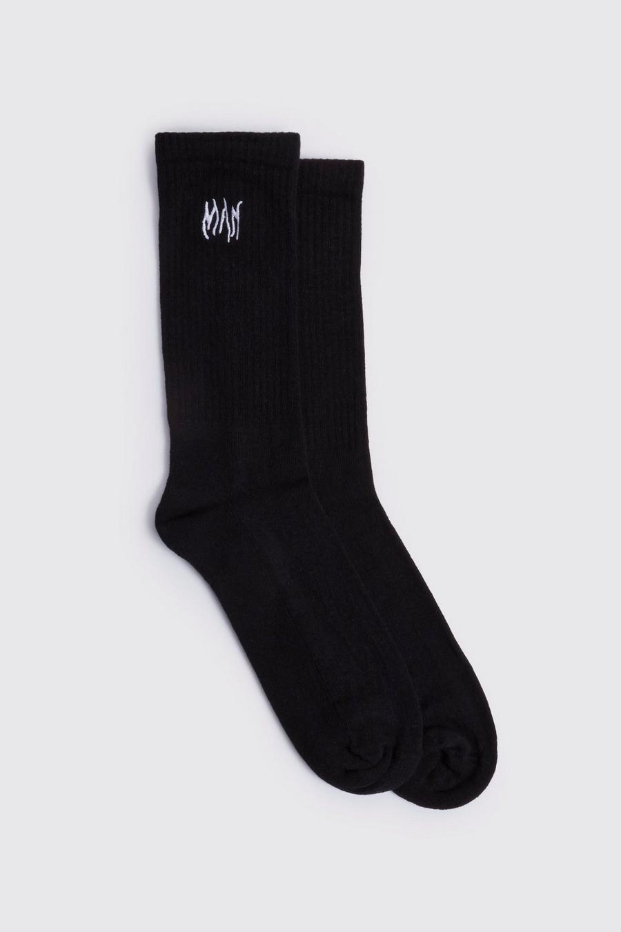 Black 1 Pack Embroidered Man Gothic Sock image number 1