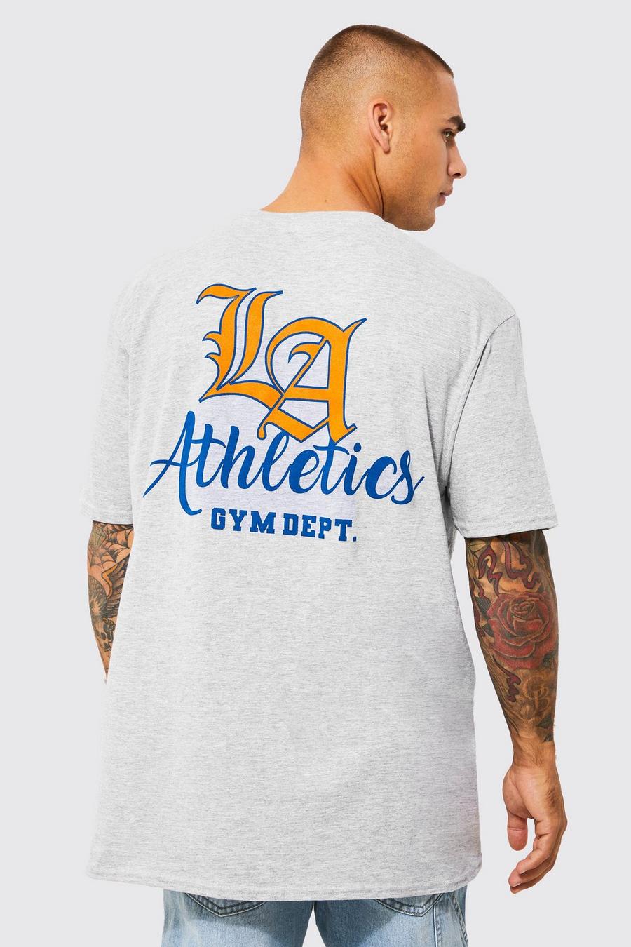 Camiseta con estampado gráfico universitario LA, Grey marl image number 1