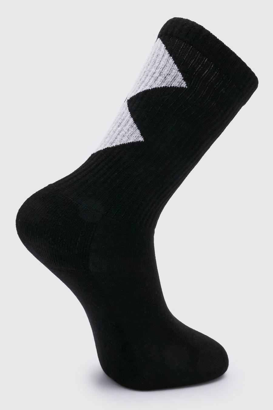 Black 1 Pack Jacquard Triangle Sock image number 1