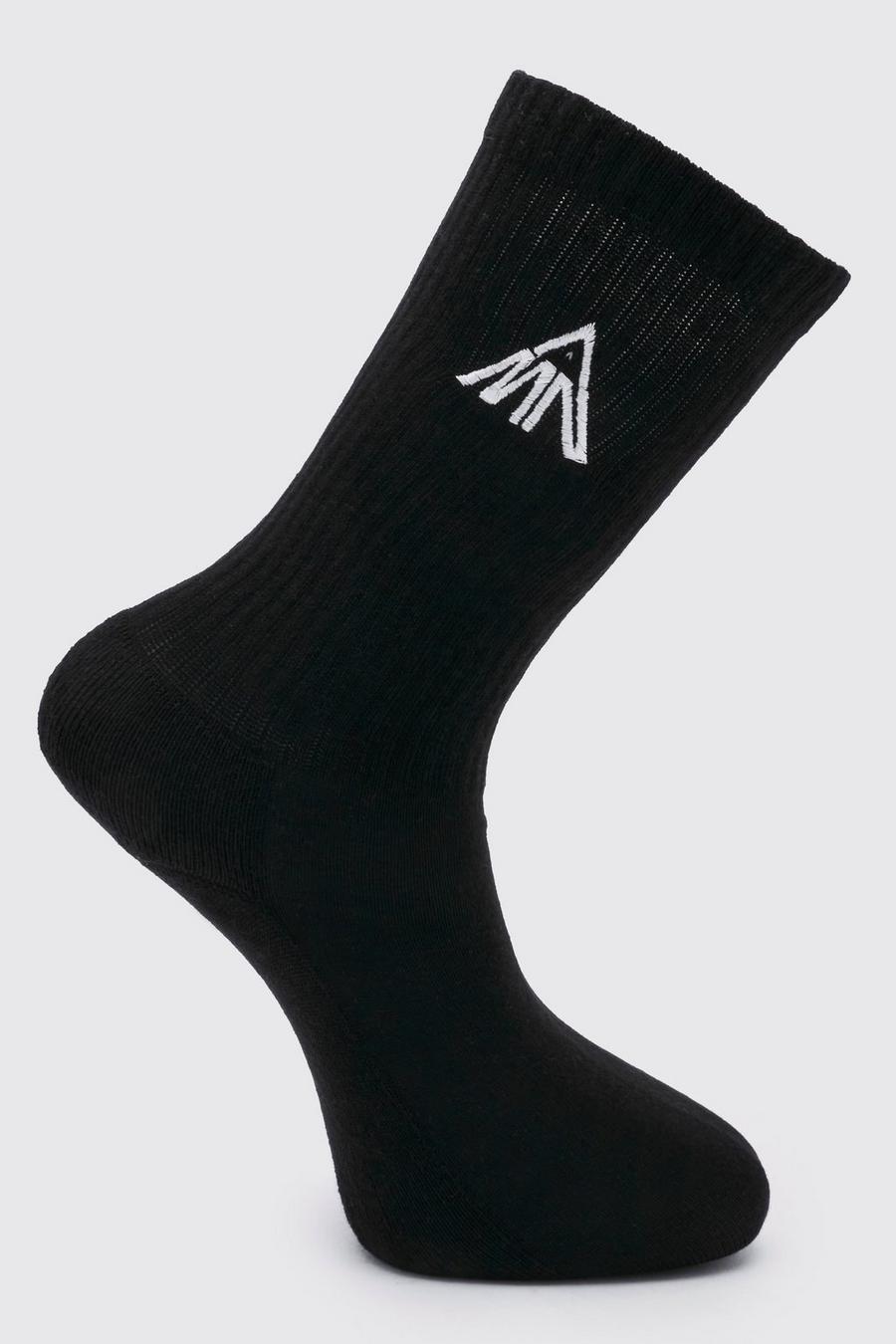 שחור מארז זוג גרביים עם רקמת משולש image number 1