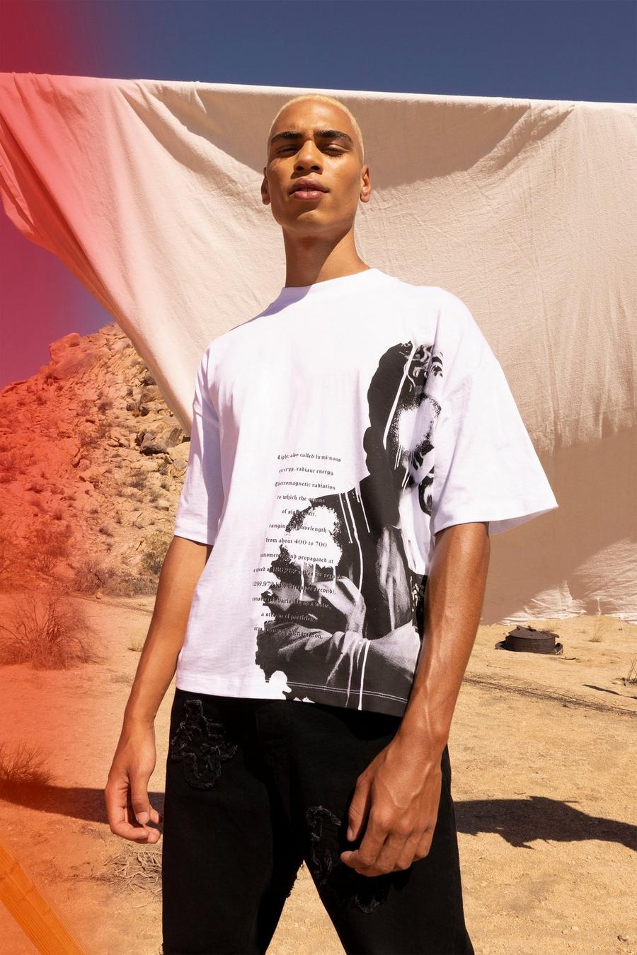 Kastiges T-Shirt mit Renaissance-Print, White image number 1