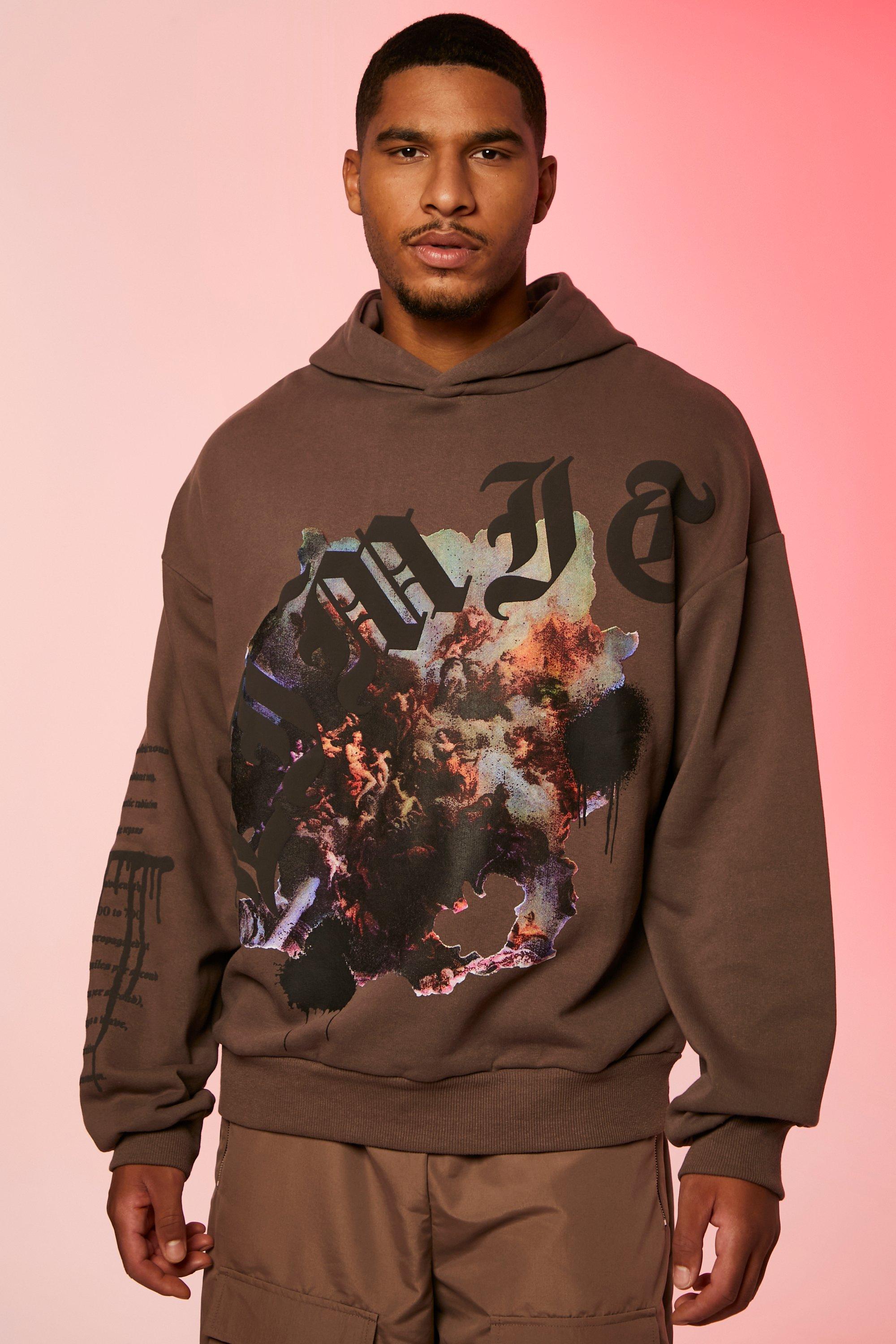 brown graphic hoodie men