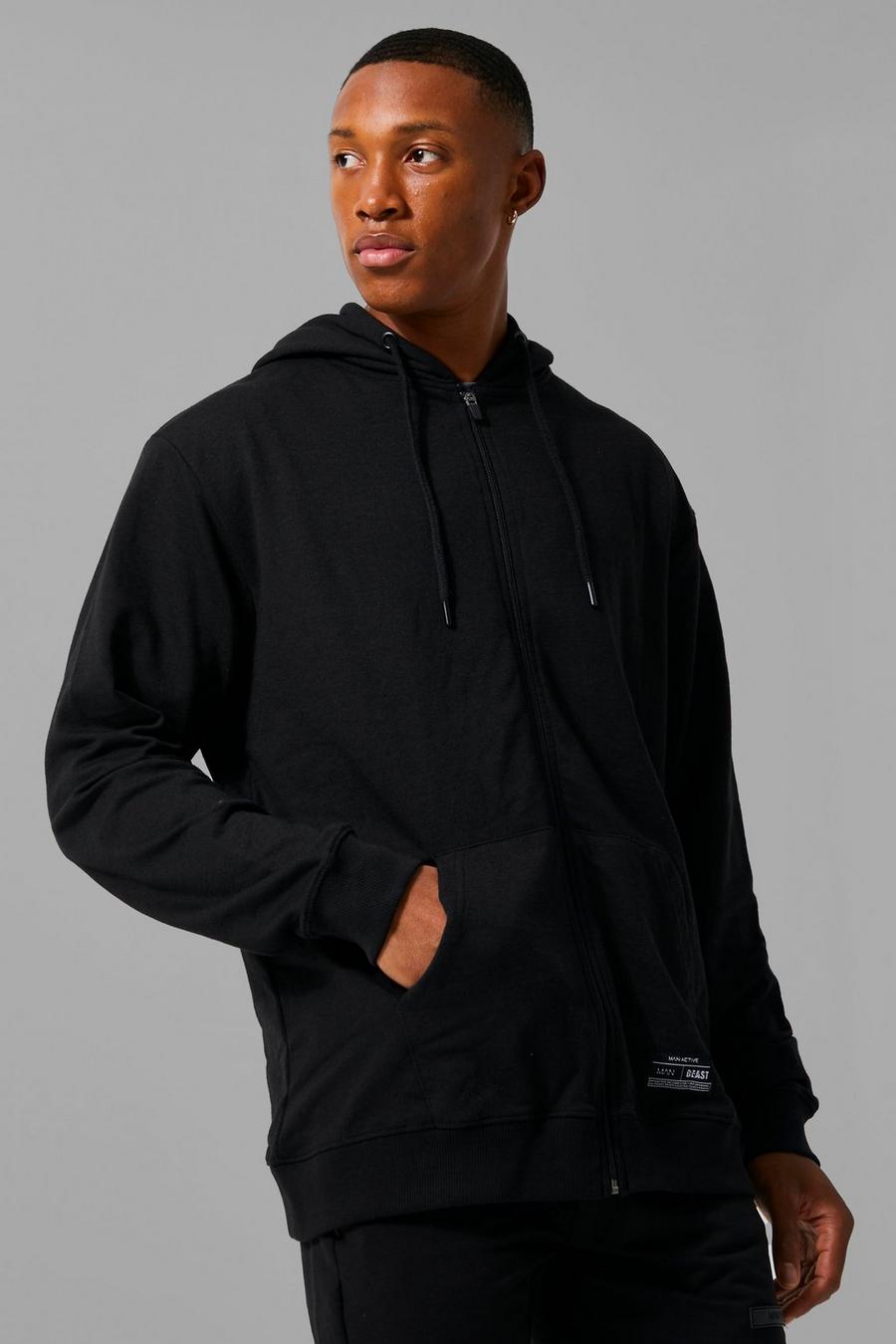 Black MAN Active x Beast Oversized hoodie med dragkedja image number 1