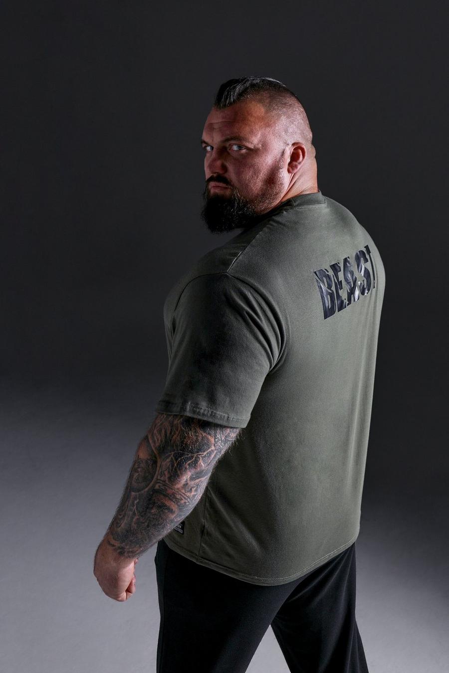 Olive Man Active X Beast Oversized Fitness T-Shirt  image number 1