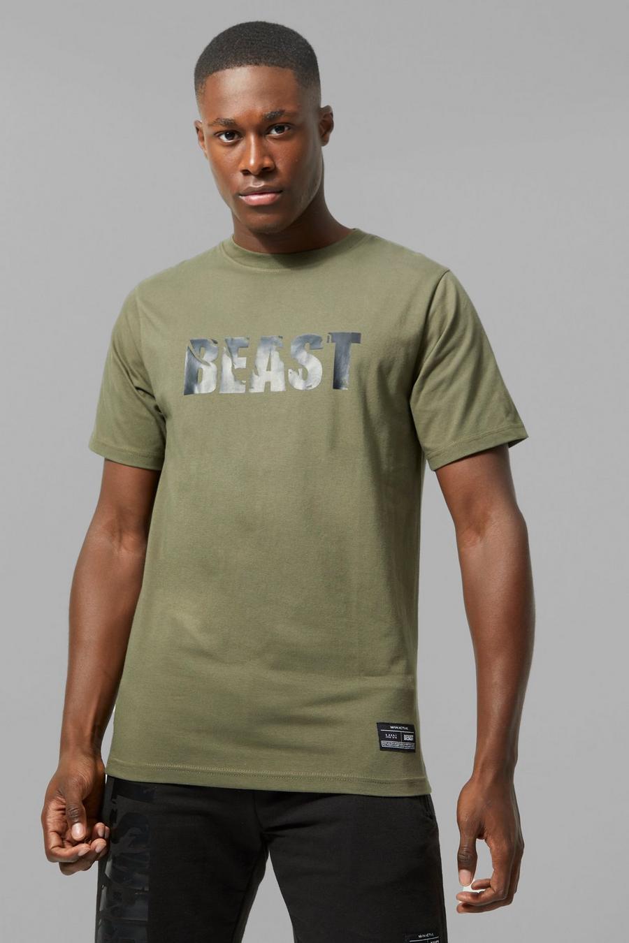 T-shirt de sport imprimé Beast - MAN Active, Olive image number 1