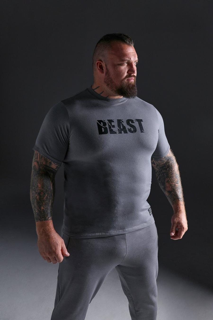 פחם grigio טישרט ספורטיבית לחדר הכושר מסדרת Man Active X Beast image number 1