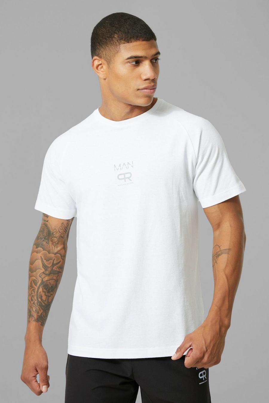 MAN Active x Pr - T-shirt de sport performance à manches raglan, White