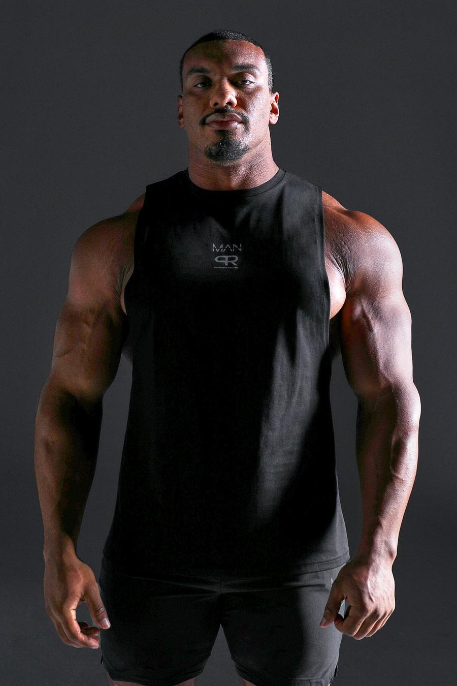 Black Man Active X Pr Drop Armhole Gym Vest image number 1
