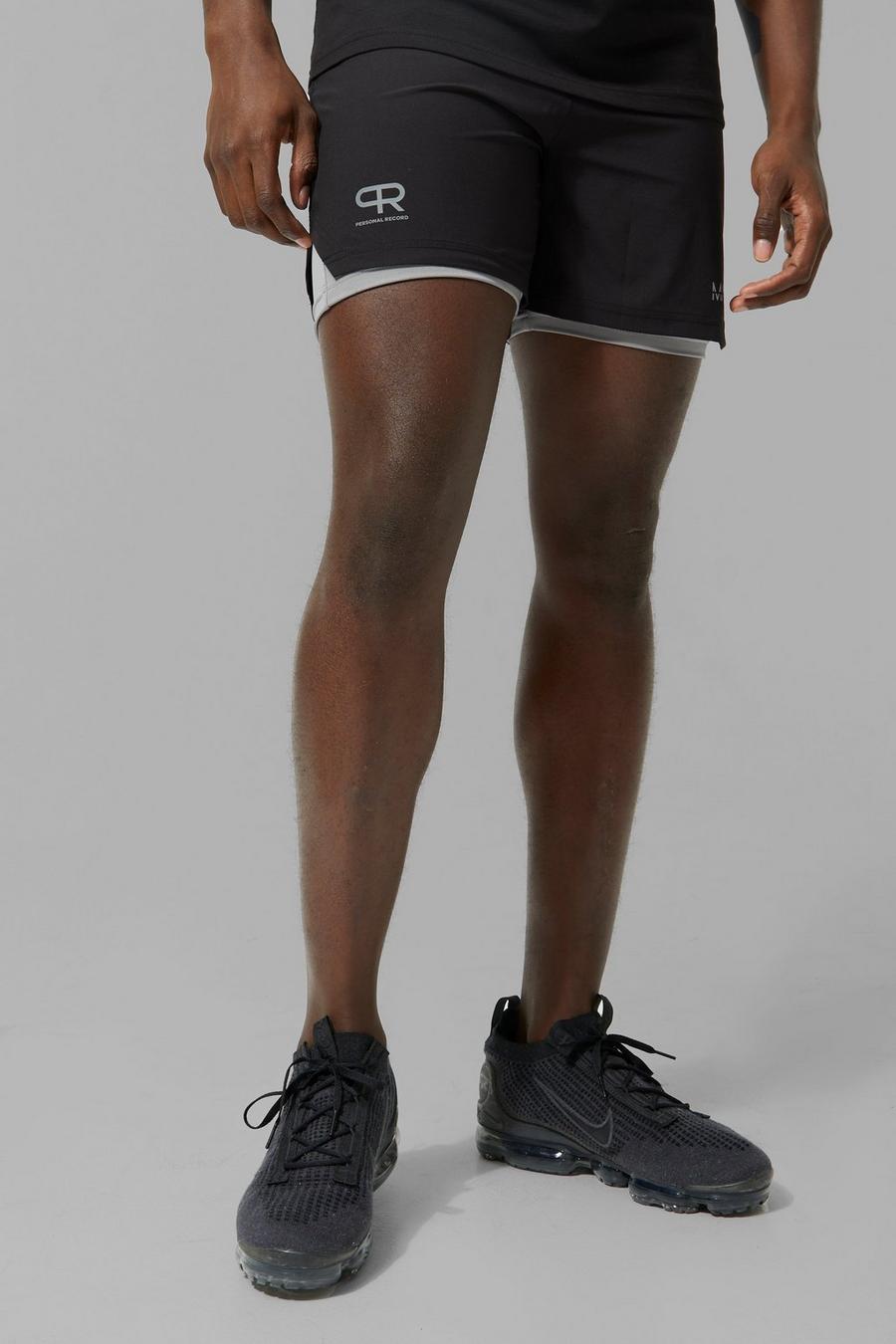 Black Man Active X Pr Contrasterende 2-In-1 Fitness Shorts image number 1
