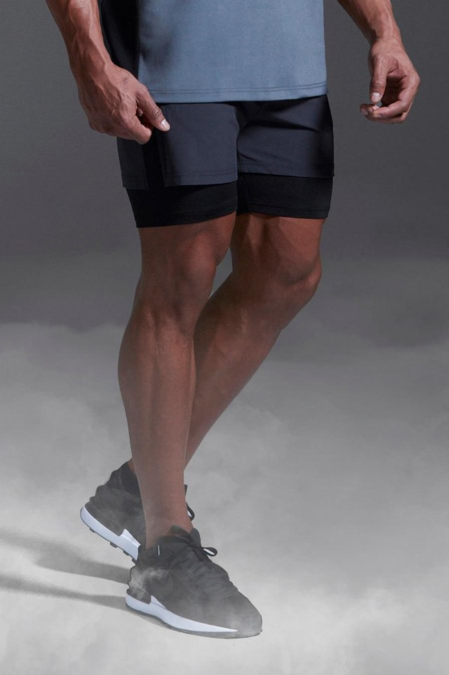 Pantaloncini da palestra 2 in 1 Man Active X Andrei, Charcoal grigio