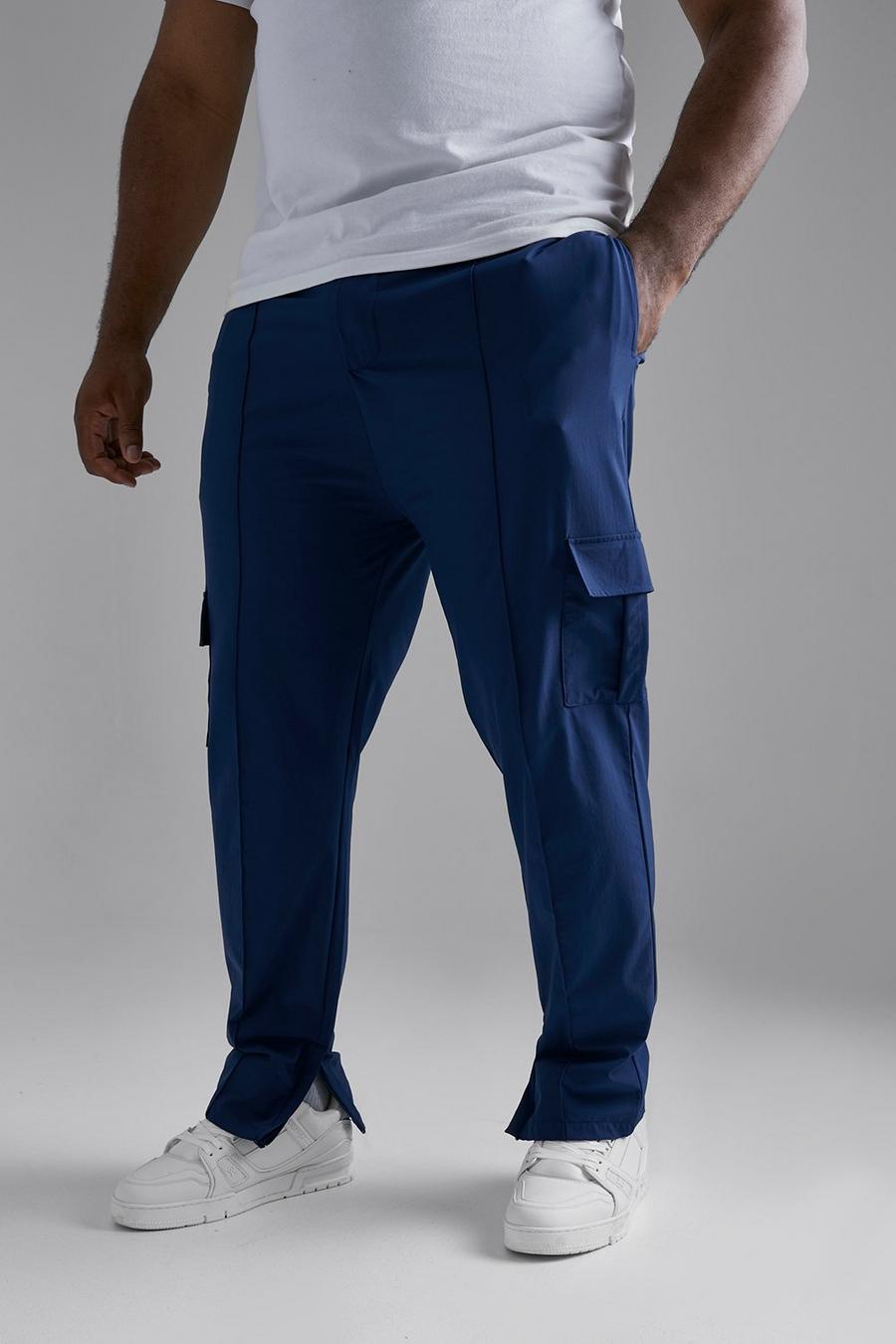 Navy Plus Slim Fit 4 Way Stretch Cargo Trouser image number 1