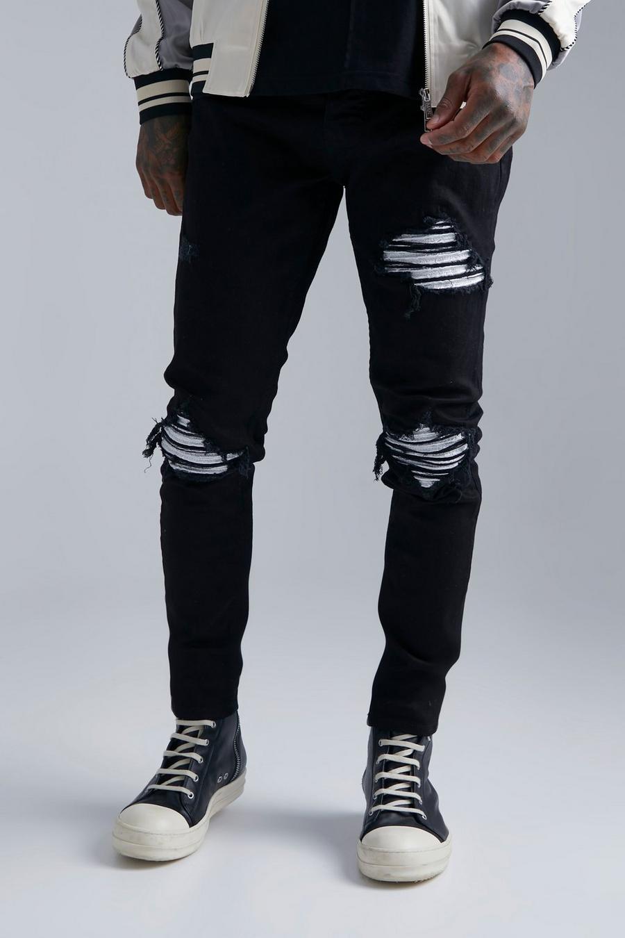 True black Slitna skinny jeans med stretch och metalliceffekt image number 1