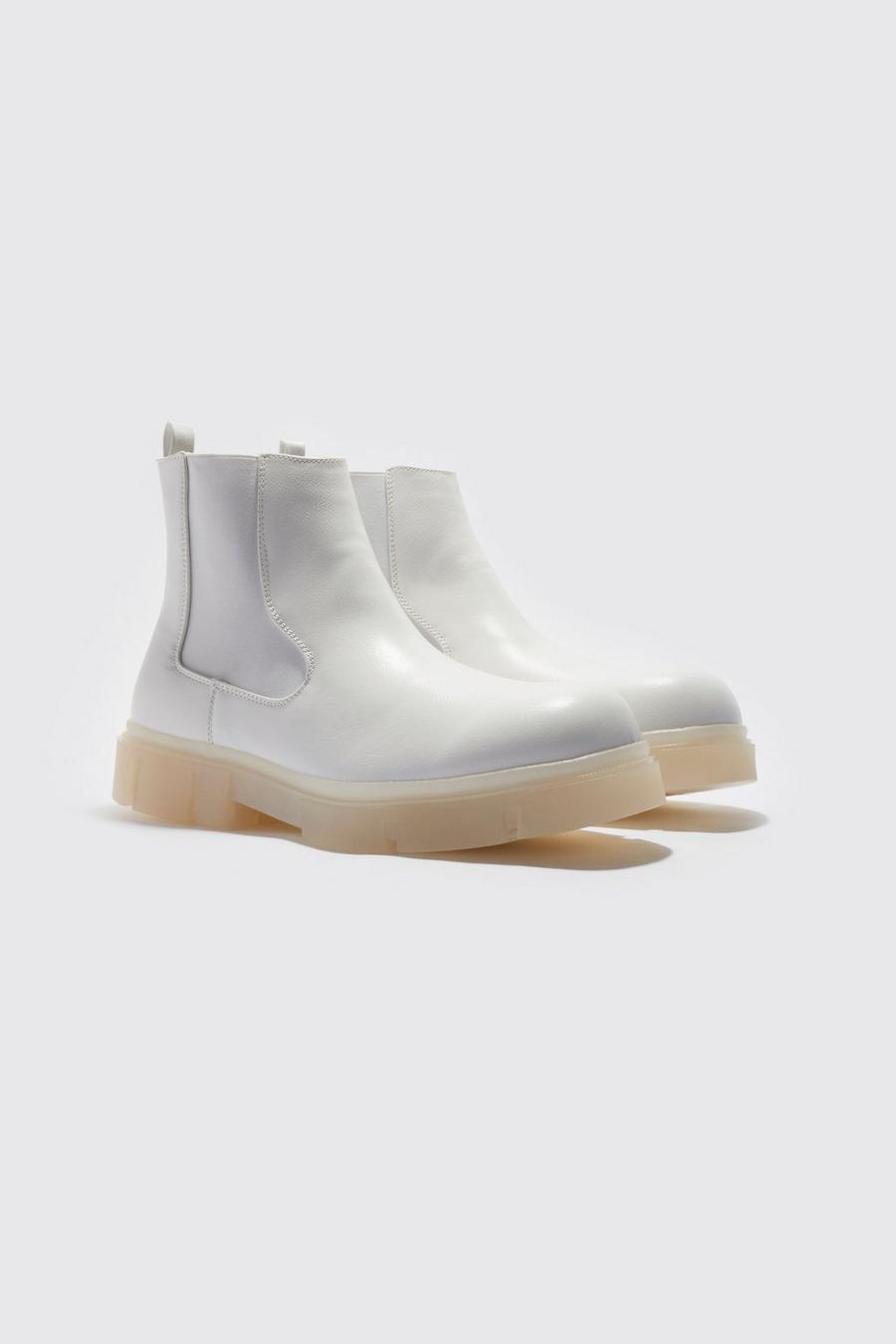 Ecru white Track Sole Angled Gusset Chelsea Boot image number 1