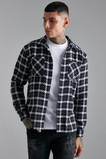 Black Heavyweight Boucle Flannel Shirt Jacket