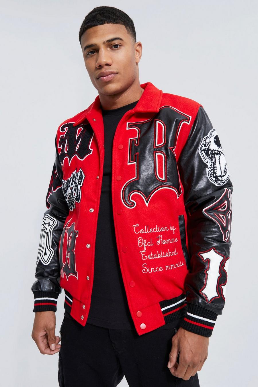 Gothic Badge Varsity Jacket | boohoo USA Gothic Badge Varsity Jacket | boohoo USA