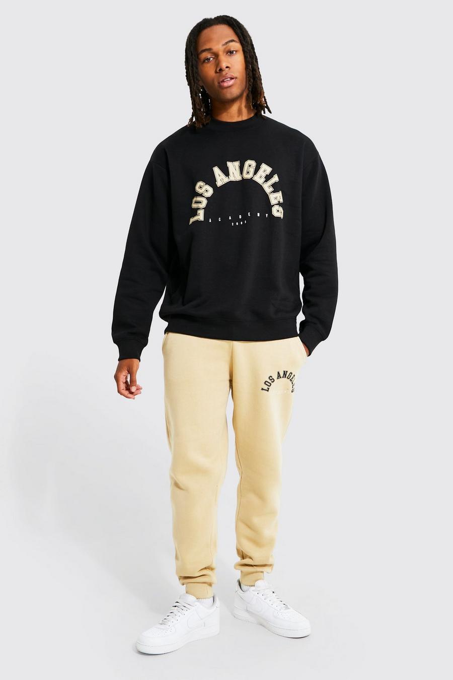 Black Oversized Los Angeles Sweatshirt Tracksuit