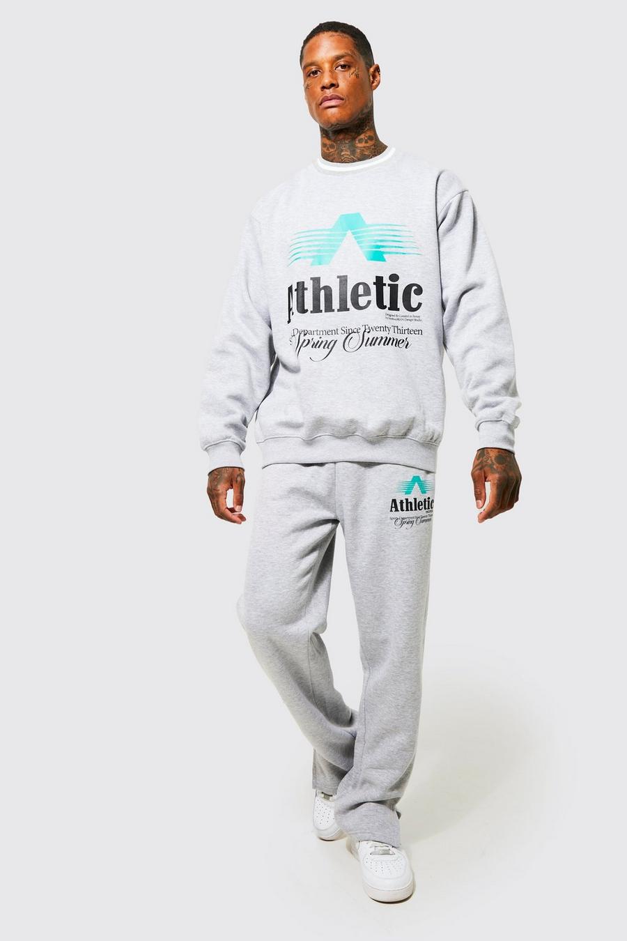 Grey marl grå Athletic Sports Rib Sweatshirt Tracksuit