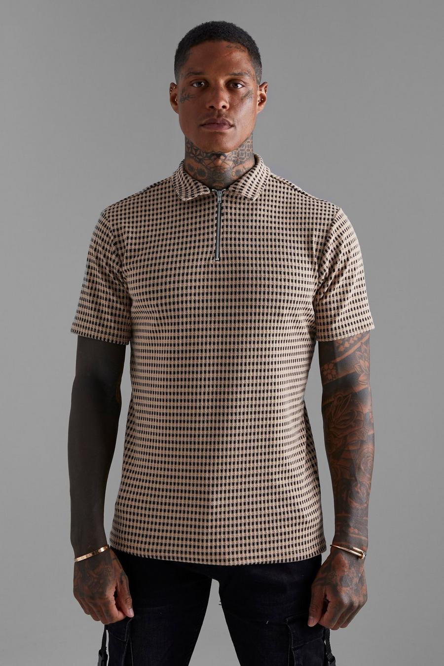 Neutral Slim  Check Jaqaurd Polo image number 1