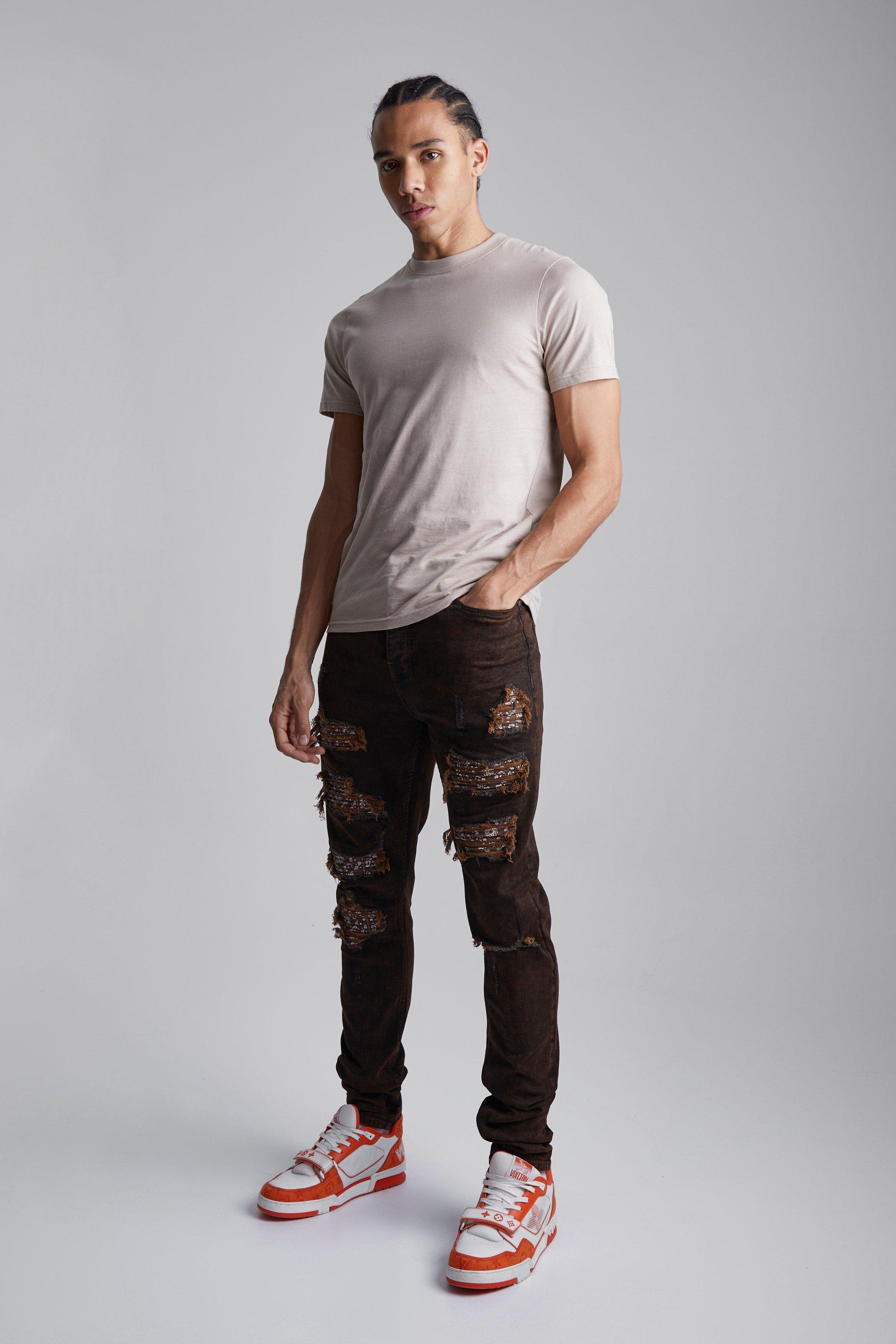 Tall Skinny Overdye Rip & Repair Bandana Jean