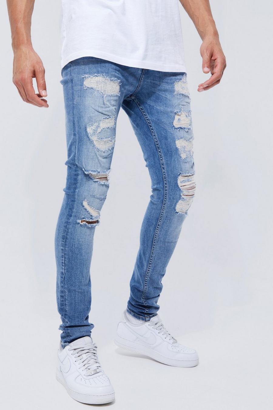 Mid blue Tall Super Skinny Stretch Distressed Jean image number 1