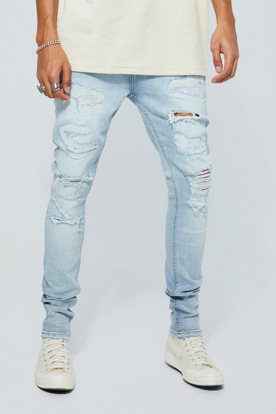 Tall zerrissene Super Skinny Stretch Jeans, Light blue image number 1