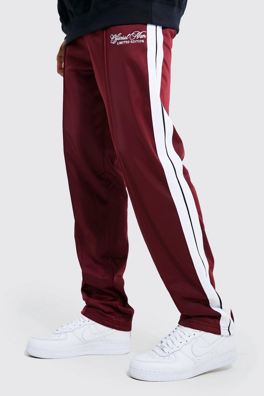 Wine Regular Fit Tape Tricot Pintuck Joggers image number 1