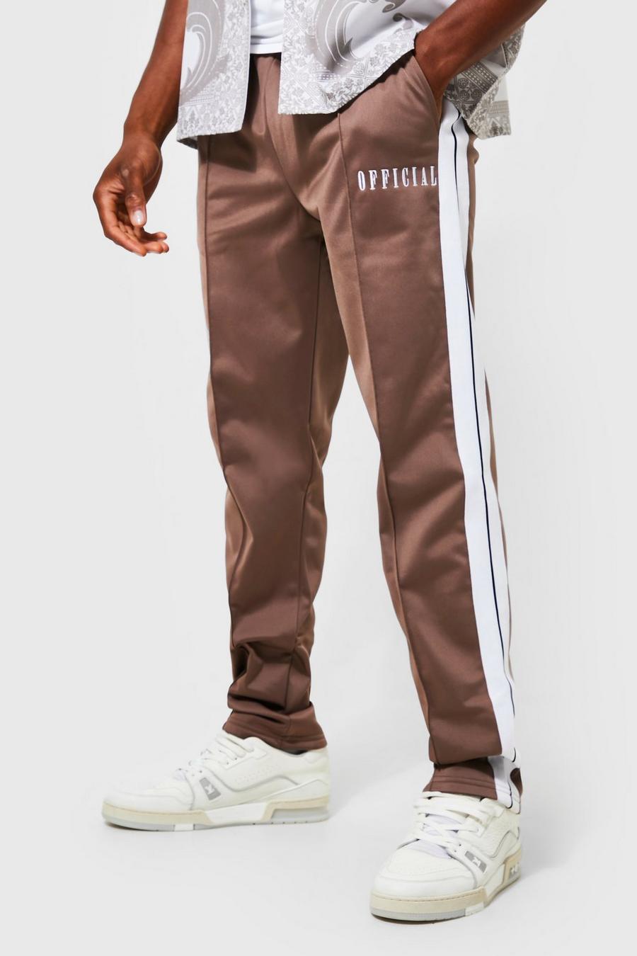 Pantalón deportivo Regular de tejido por urdimbre con alforza y cinta, Coffee image number 1