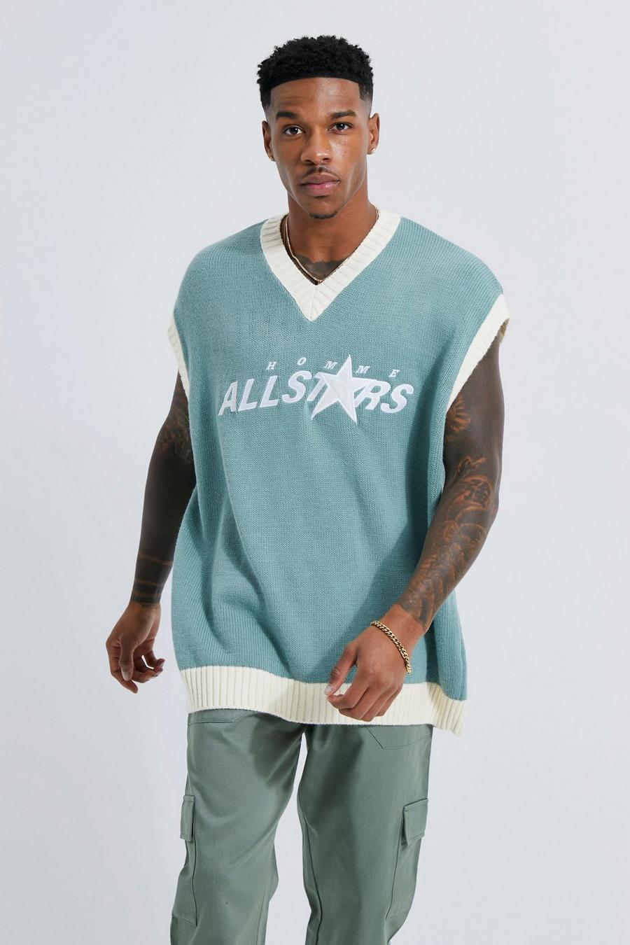 Teal grün All Stars Knitted Varsity Vest 