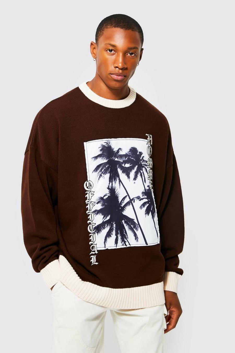 Chocolate Homme Palm Oversized Knitted Jumper image number 1