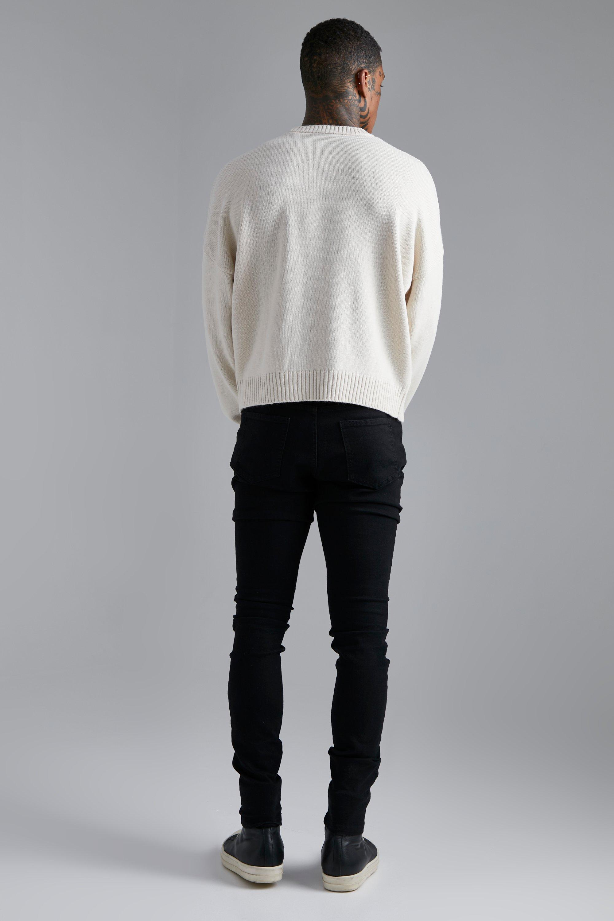 Mens white shop ribbed jumper