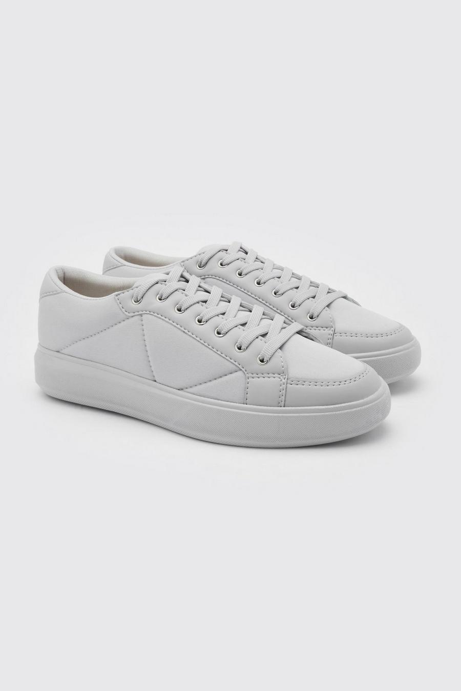 Grey Quilted Trainer image number 1