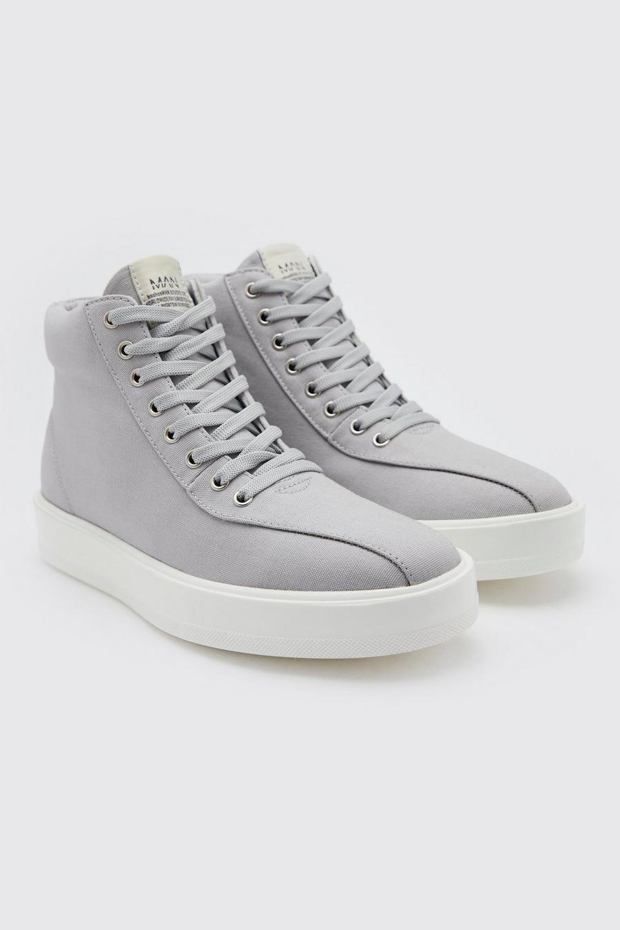 Grey Mid Top Canvas Trainer image number 1