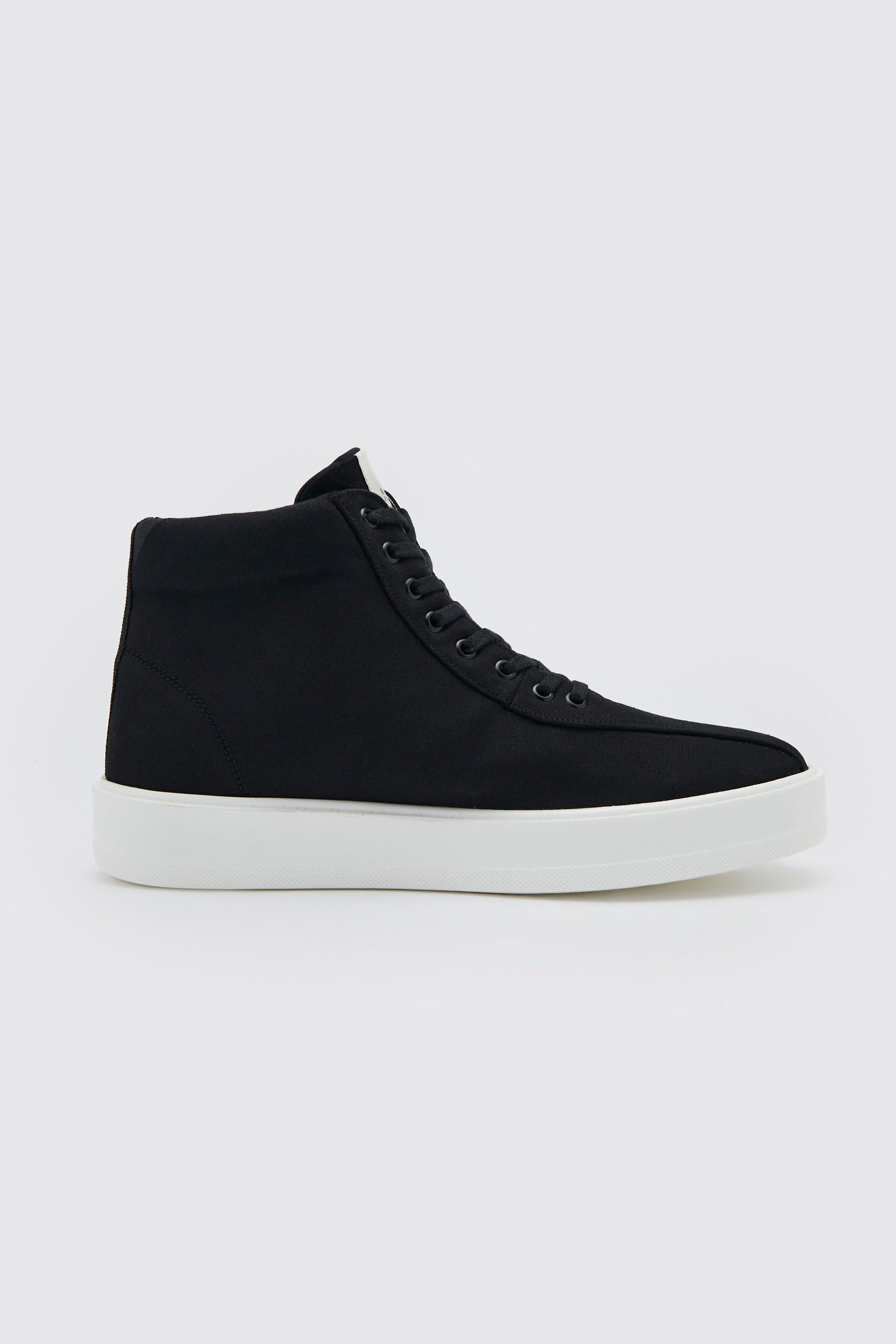 Mid Top Canvas Trainer boohoo