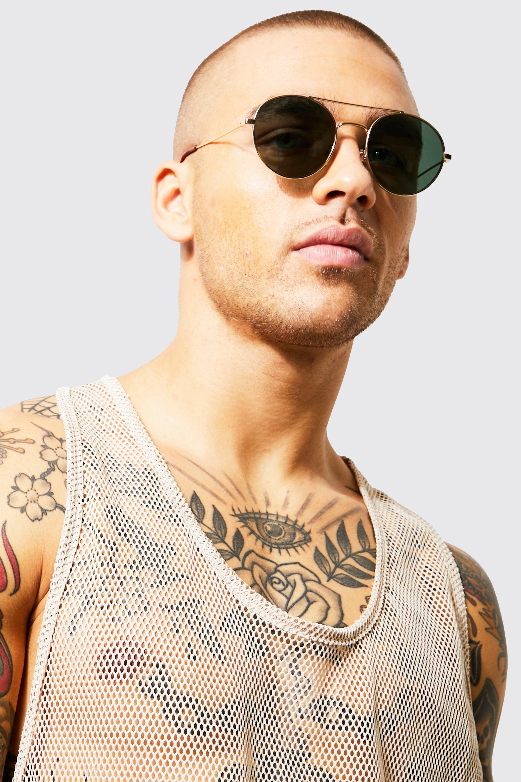 Metal Round Bar Sunglasses boohoo CA