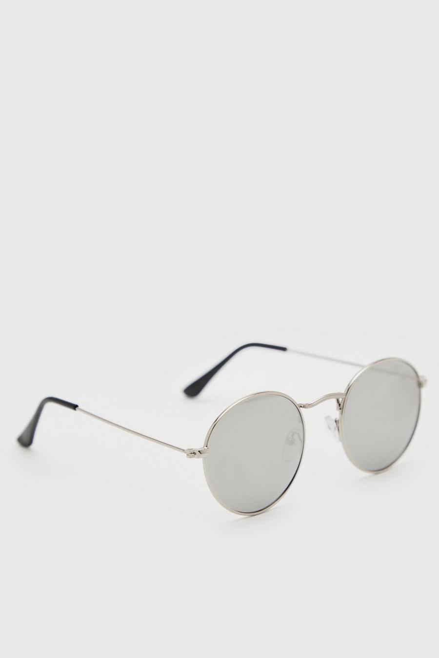 Silver  Metal Mirror Round Sunglasses image number 1