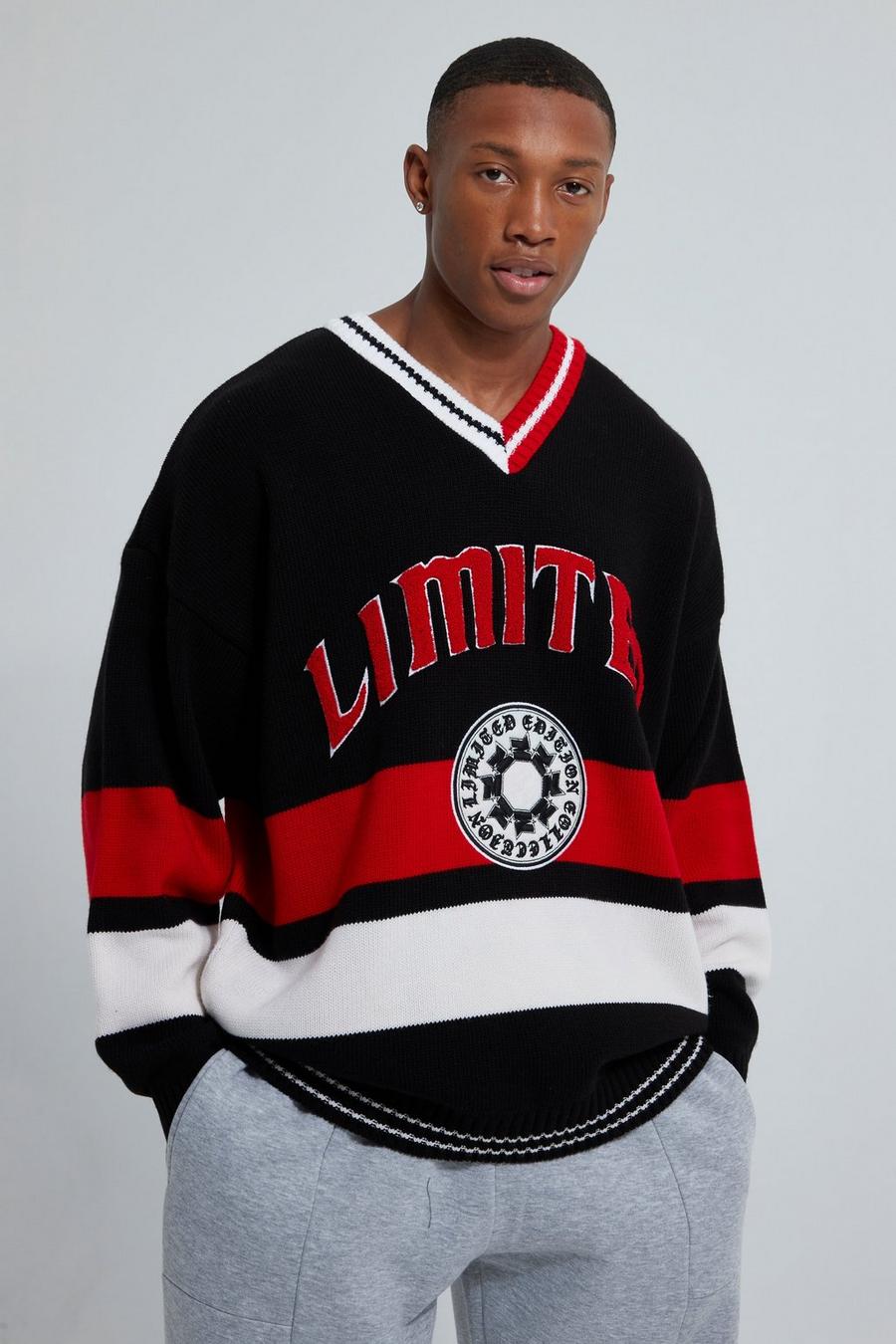 Limited V Neck Varsity Knitted Sweater | boohoo USA Limited V Neck Varsity Knitted Sweater | boohoo USA