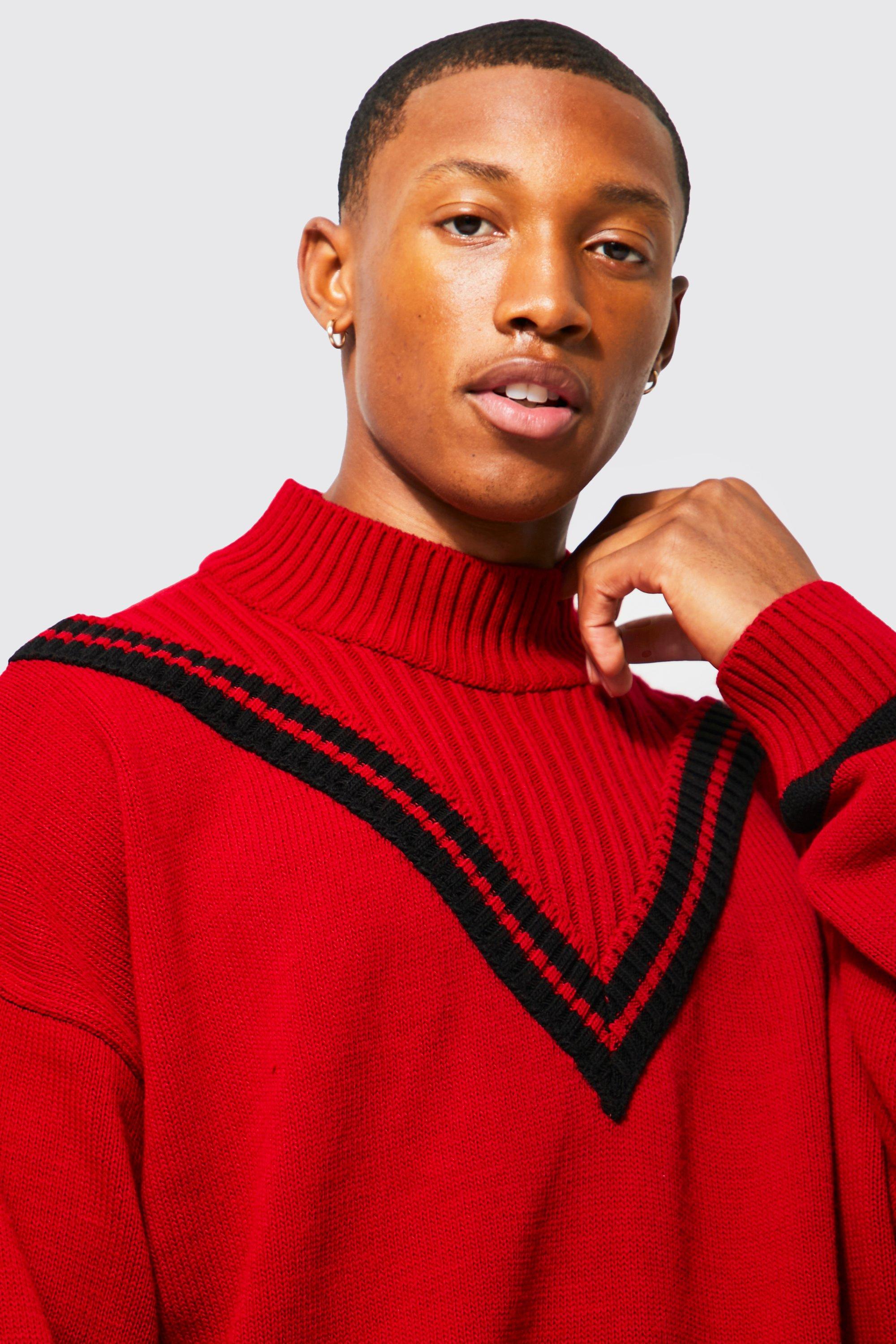 Roll Neck Deep V Knitted Jumper