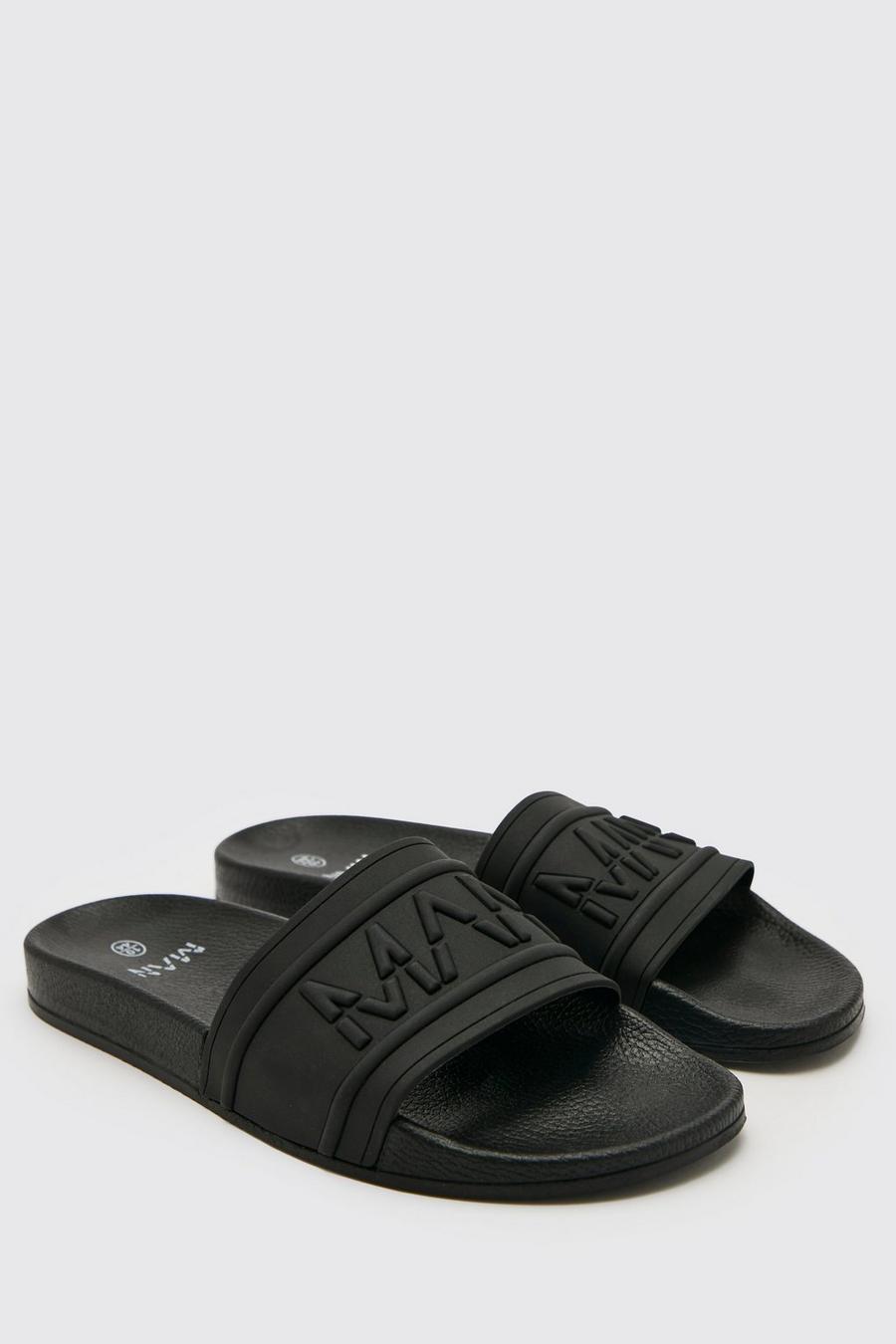HUGO Match Slippers in het Zwart voor heren badslippers en teenslippers voor Leren sandalen Heren Schoenen voor voor Sandalen 